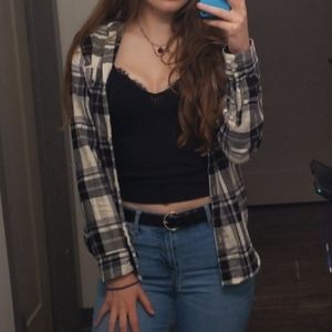 Old Navy The Classic Shirt Flannel Black Plaid